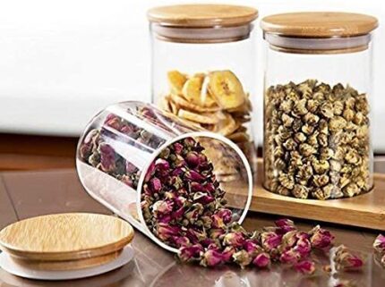 Wooden Lid Glass Jar pack of 3 - 220 ml